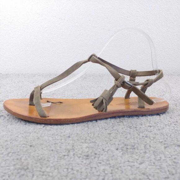 N.D.C. Made by Hand Sandals Womens 41 EU Shoes T Strap Taupe Slingback Strappy - Picture 4 of 10